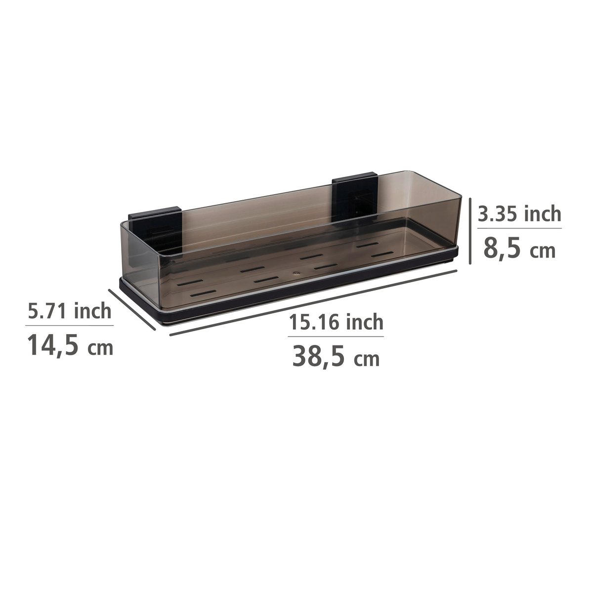 Etagère murale de douche sans percer QUADRO noir, WENKO