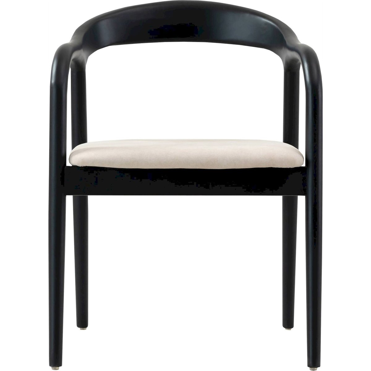 Chaise de salle à manger en bois tapissée beige et noir velours, RECOLLECTION