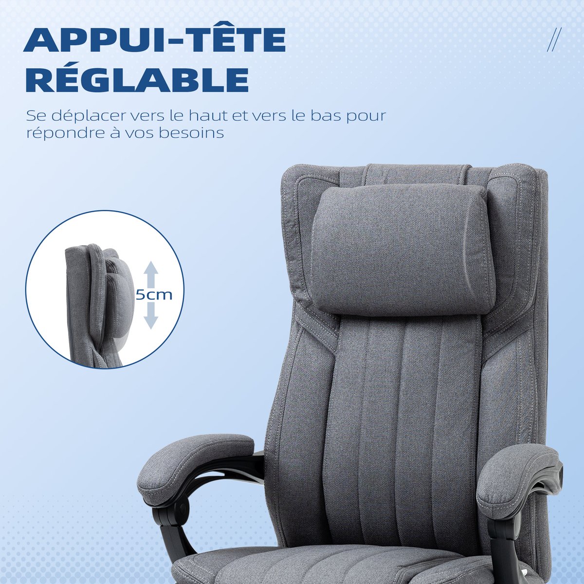Chaise de bureau Polyester Gris foncé gris foncé, HOMCOM