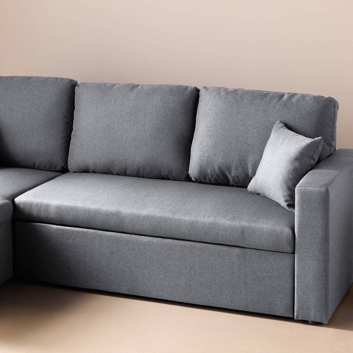 Canapé d'angle convertible réversible tissu IDA gris clair, SWEEEK