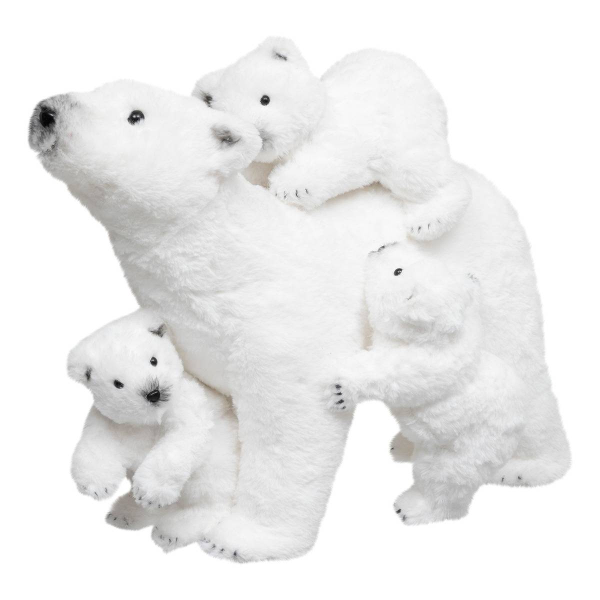 Décoration Noël, famille Ours, H 42 cm blanc, ATMOSPHERA