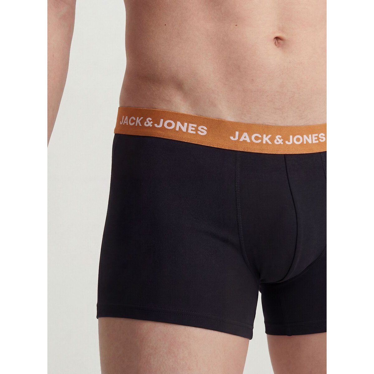 Lot de 5 boxers unis noir + ceint. multicolore, JACK & JONES