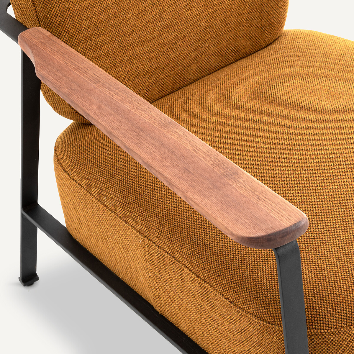 Stalen metalen fauteuil met gevlochten gemêleerde stof, Abraxas amber honing, AM.PM