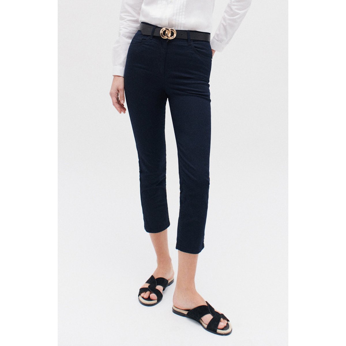 Pantacourt slim en élasthane MASON bleu marine, CAROLL