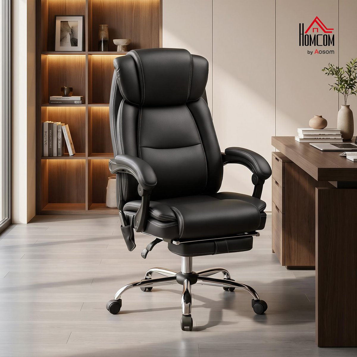 Fauteuil de bureau avec fonction massage noir, HOMCOM