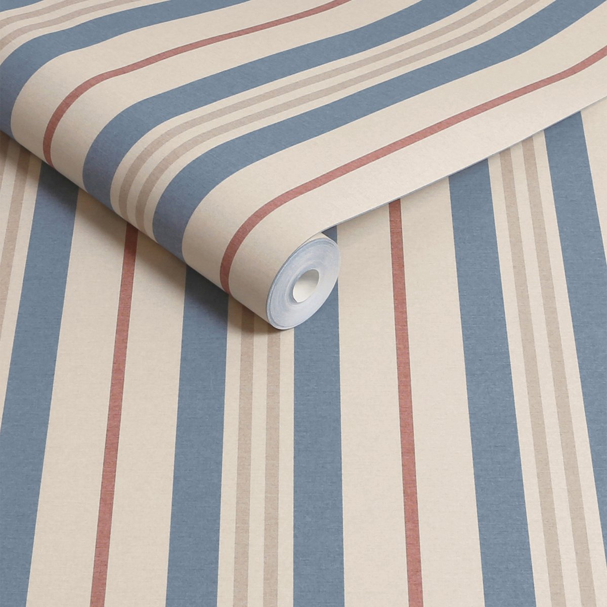 Papier peint Grandes rayures bleu, beige, marron, JOULES