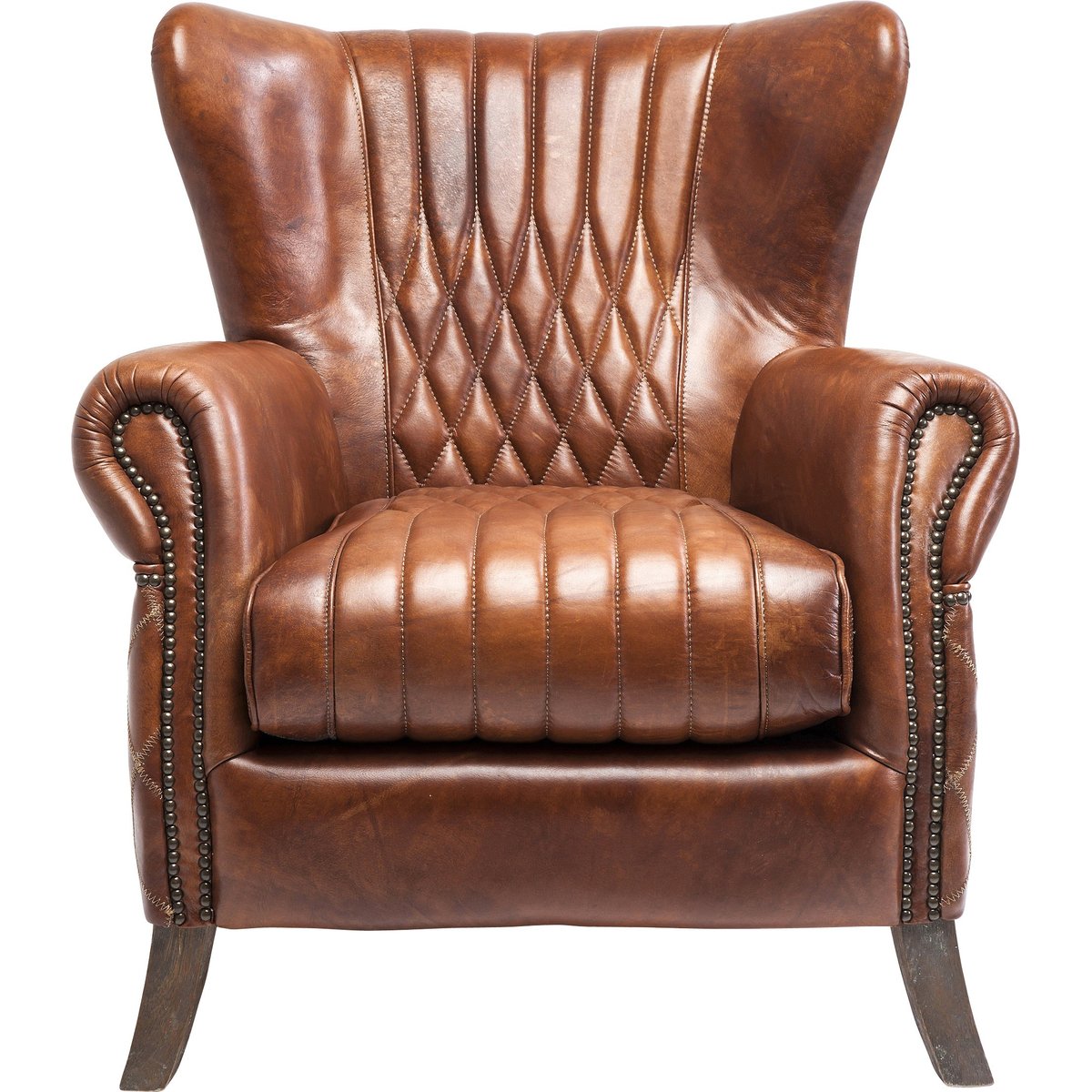 Fauteuil en cuir, COUNTRY SIDE marron, KARE DESIGN