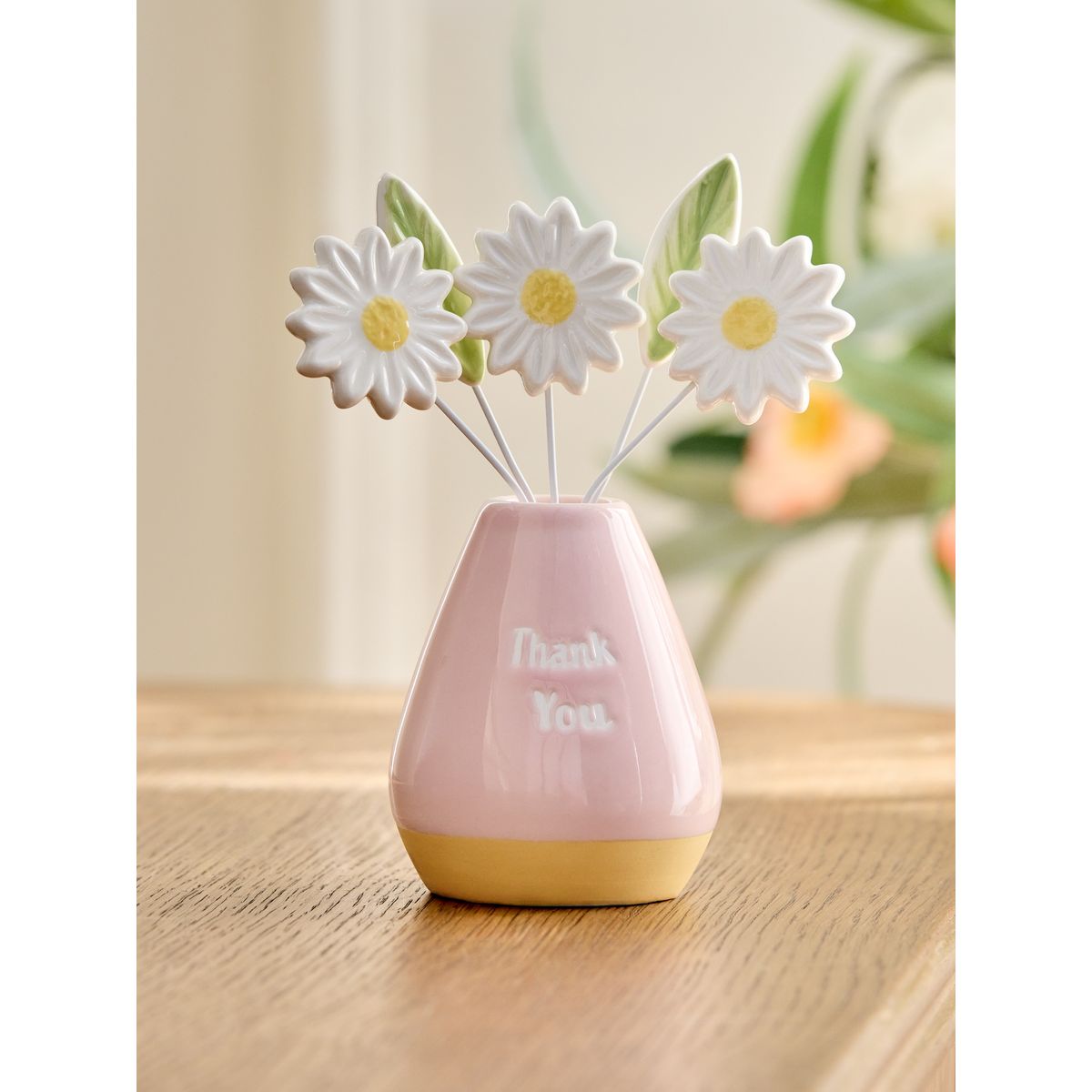 Ornement « thank you » fleurs dans un vase rose, NEXT