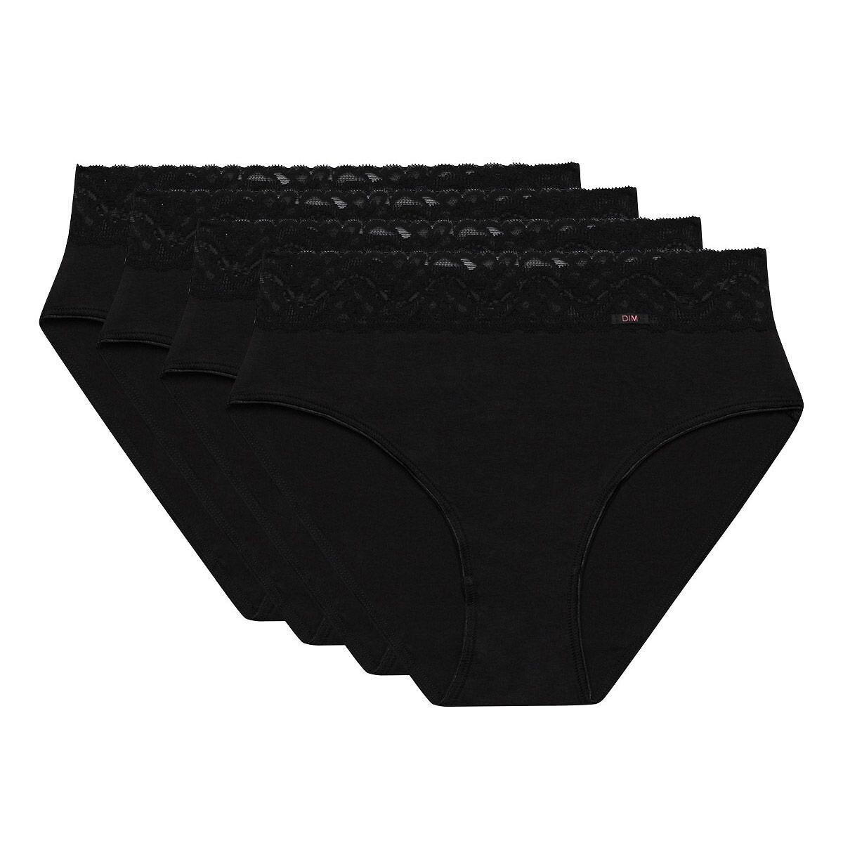 Lot de 3+1 gratuite culottes maxi coton stretch noir, DIM