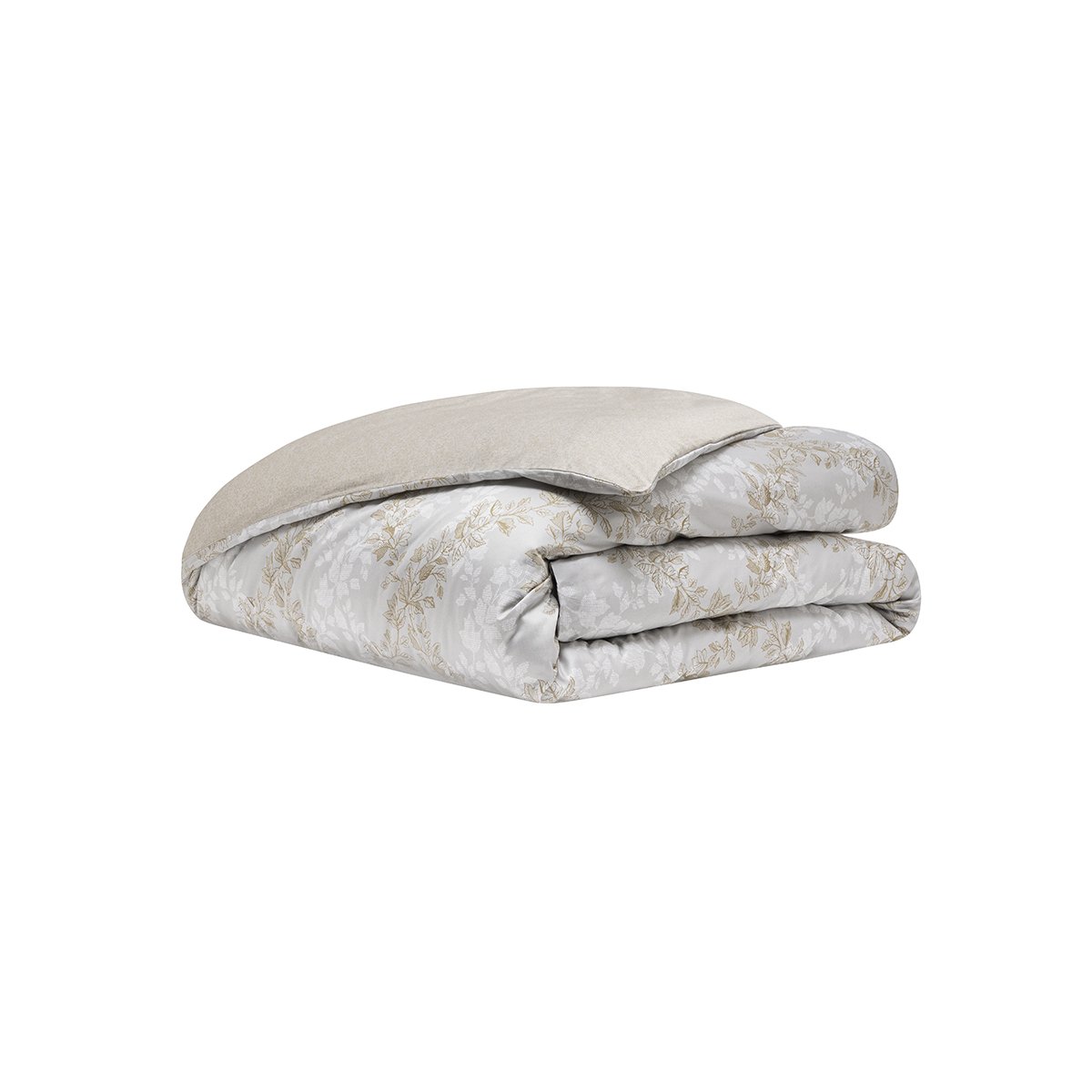 Housse de couette imprimée en satin de coton, ROCAILLE gris brume, ALEXANDRE TURPAULT