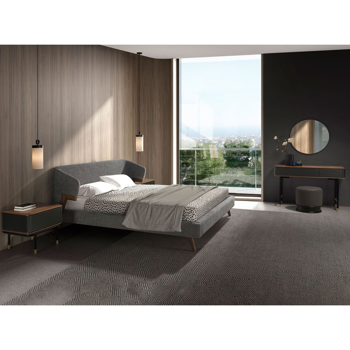 Pouf en similicuir gris | noir, ANGEL CERDA