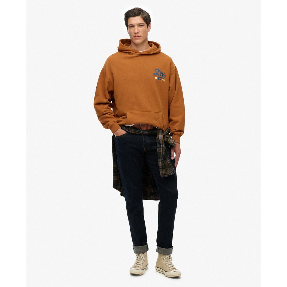 Sweat à capuche oversize Tap Room café caramel, SUPERDRY