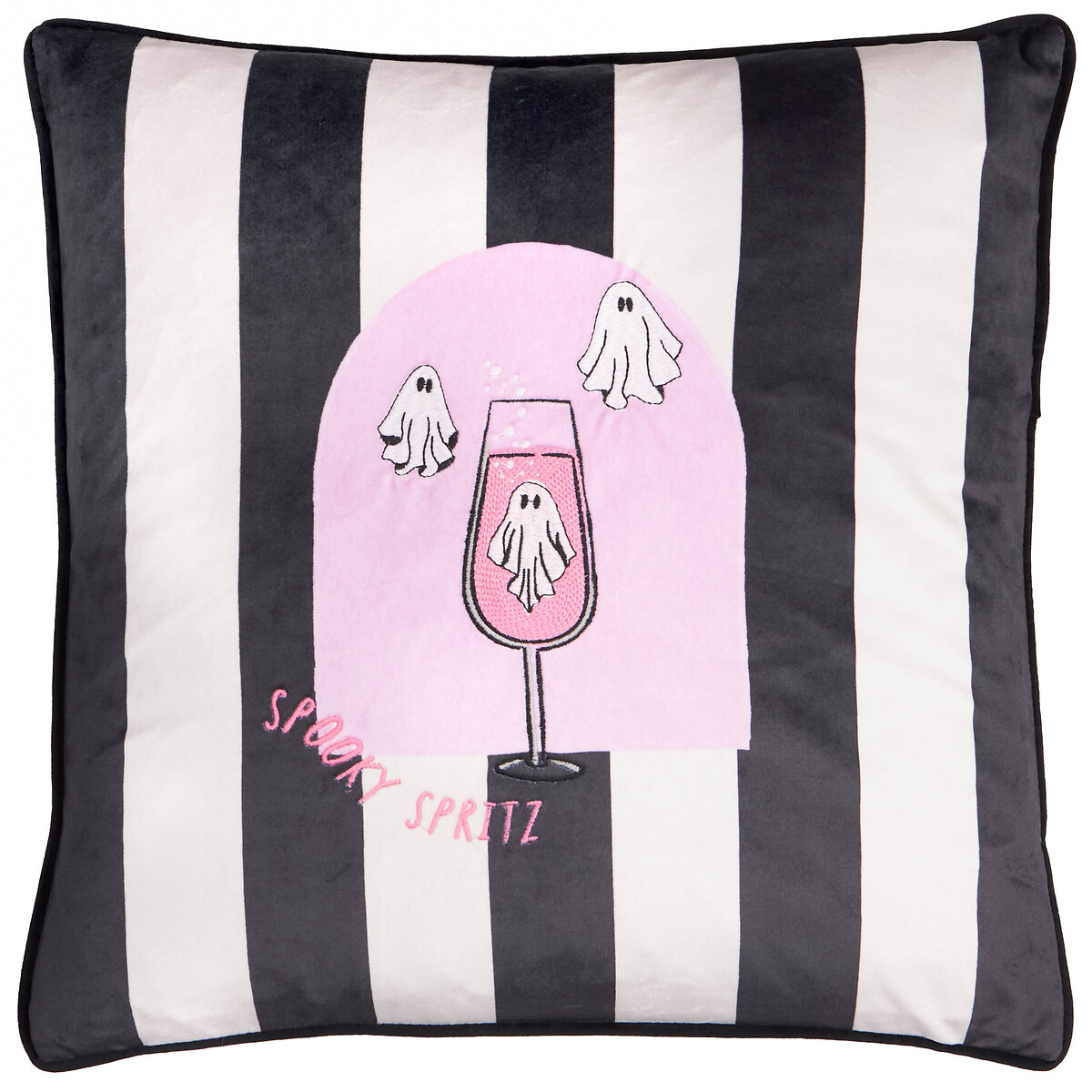 Spooky Spritz Velvet Halloween Cushion black/white, FURN.