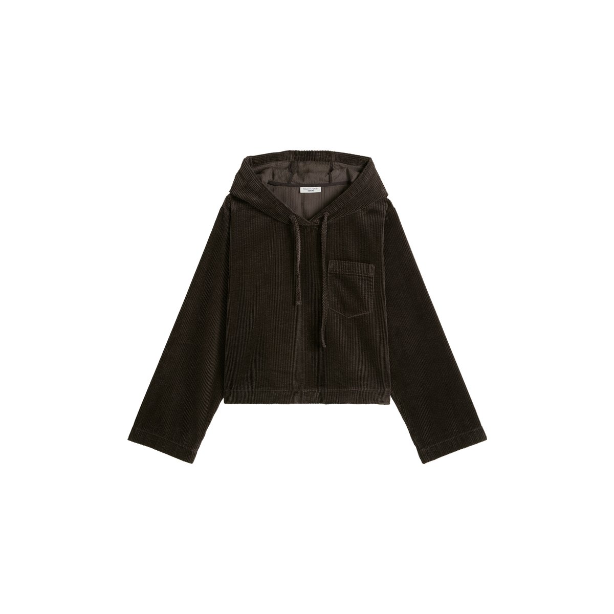 Blouse à capuche en velours côtelé relaxed avec une structure en bulle décontractée marron foncé, MARC O’POLO DENIM
