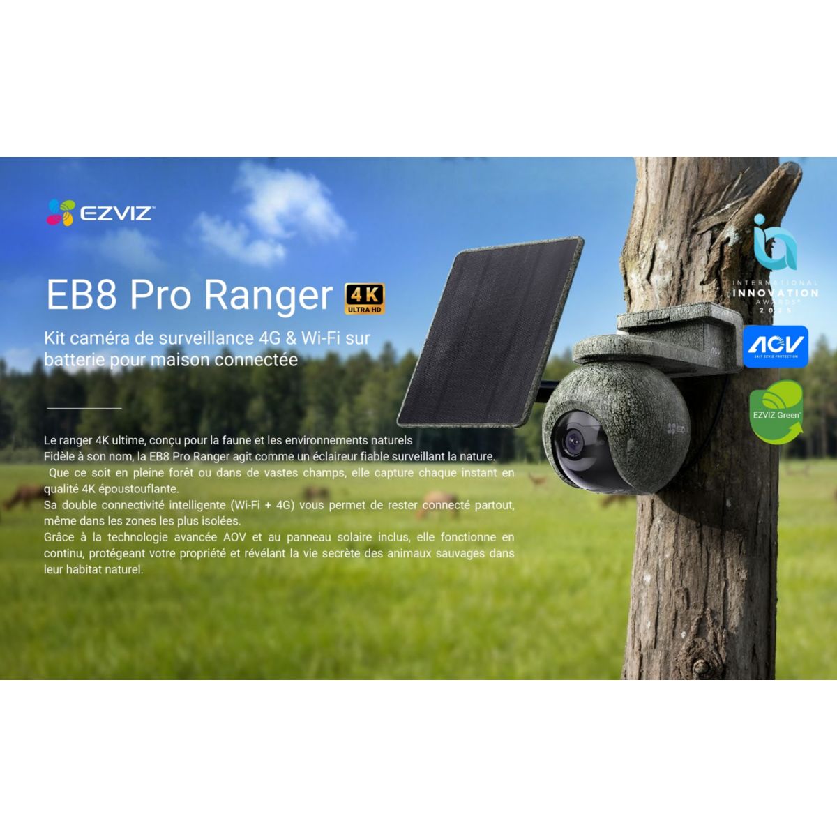 Caméra de surveillance EB8 PRO KIT 4G WIFI RANGER couleur unique, EZVIZ