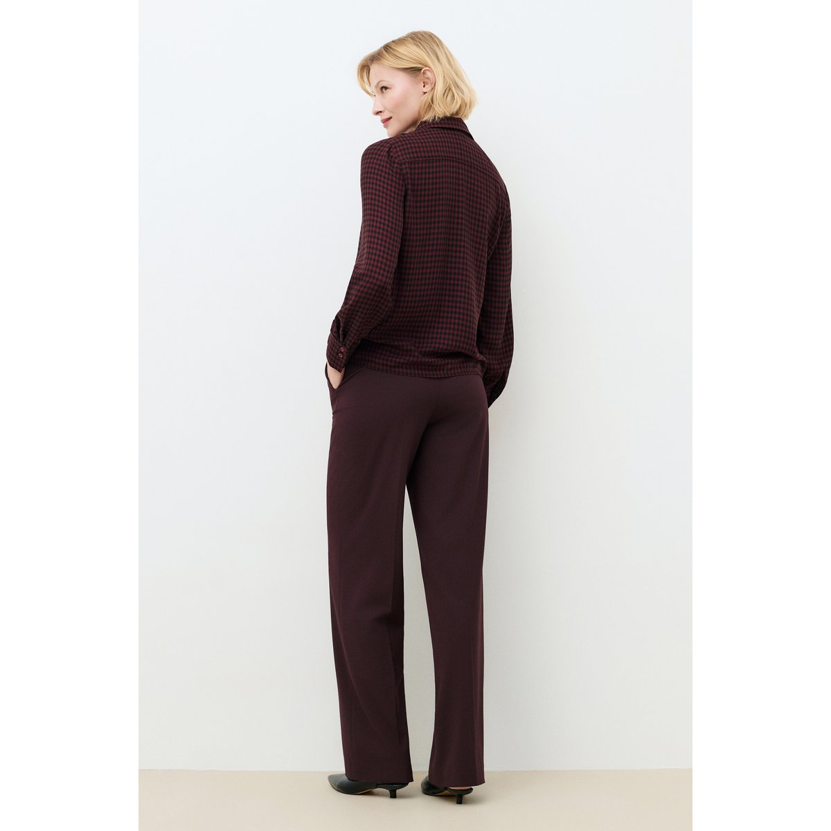 Chemise droite col chemise CITA rouge foncé, CAROLL