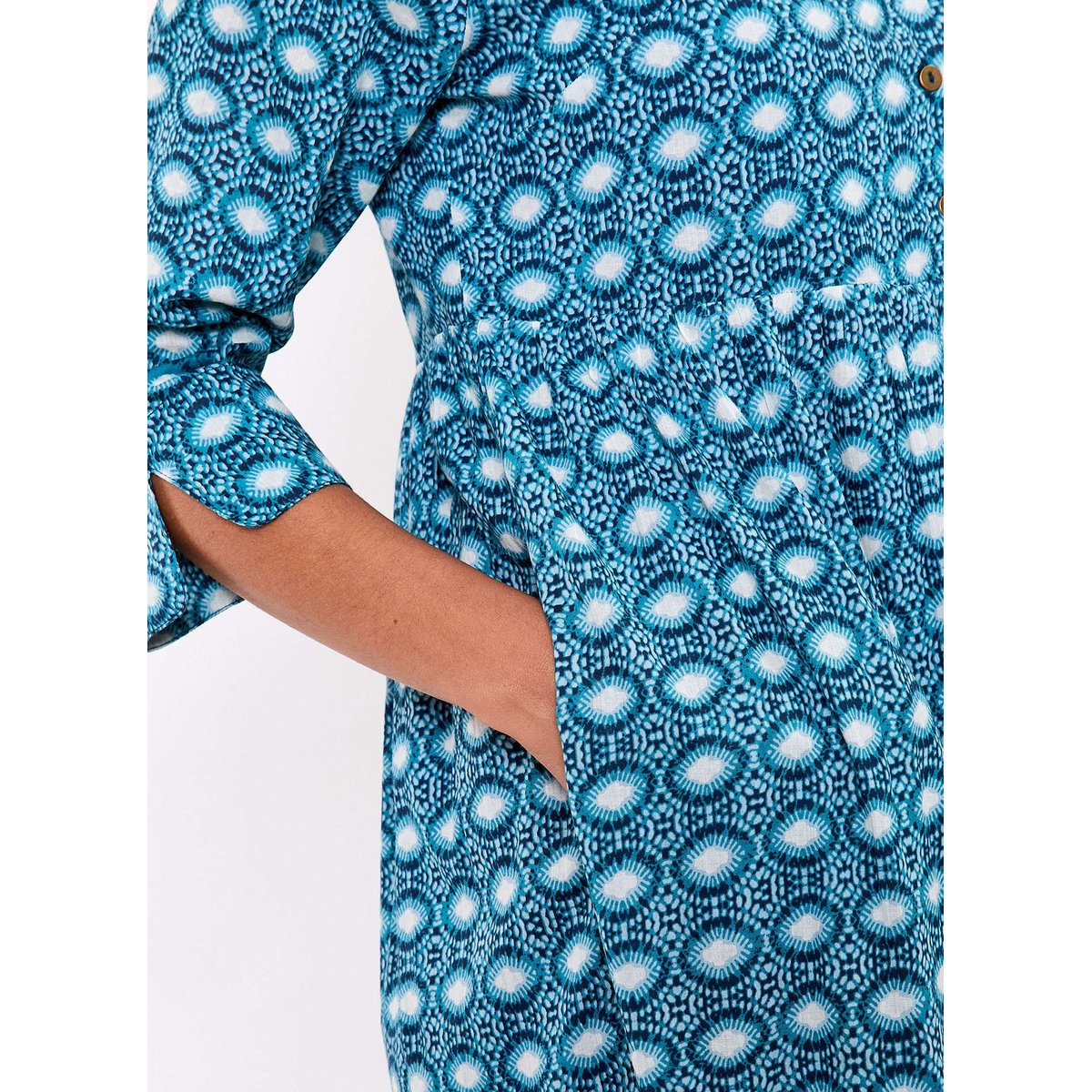 Robe longue imprimée voile de coton bio OLENCIA bleu olencia, LA FIANCÉE