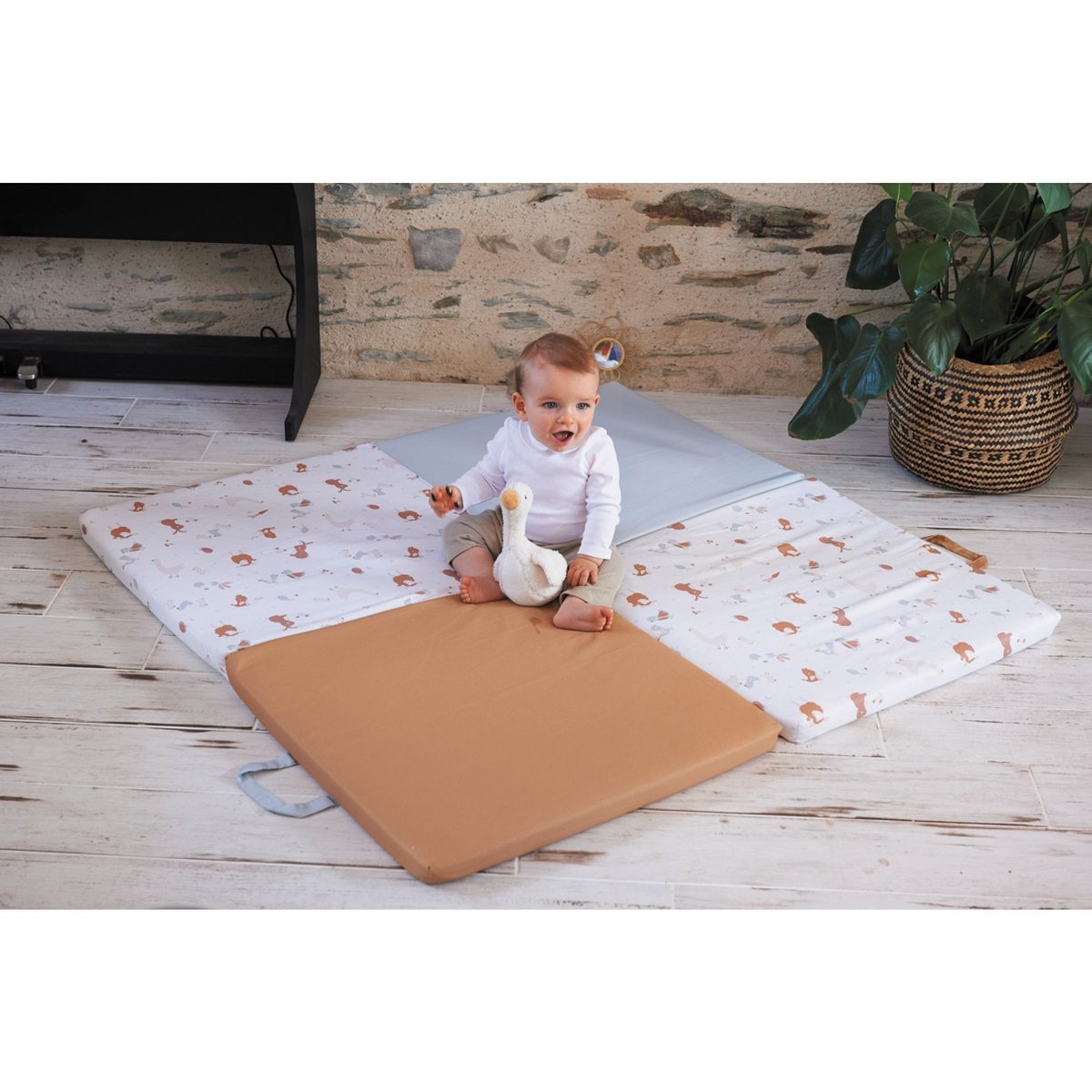 Matelas tapis malin blanc, orange, bleu, TINEO