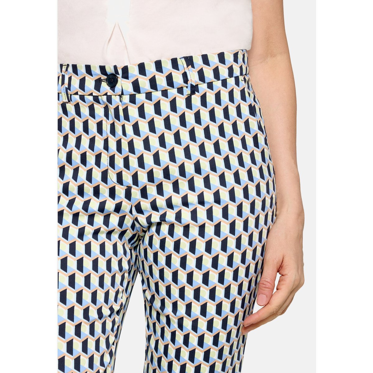 Pantalon business à plis repassés bleu/vert, BETTY BARCLAY