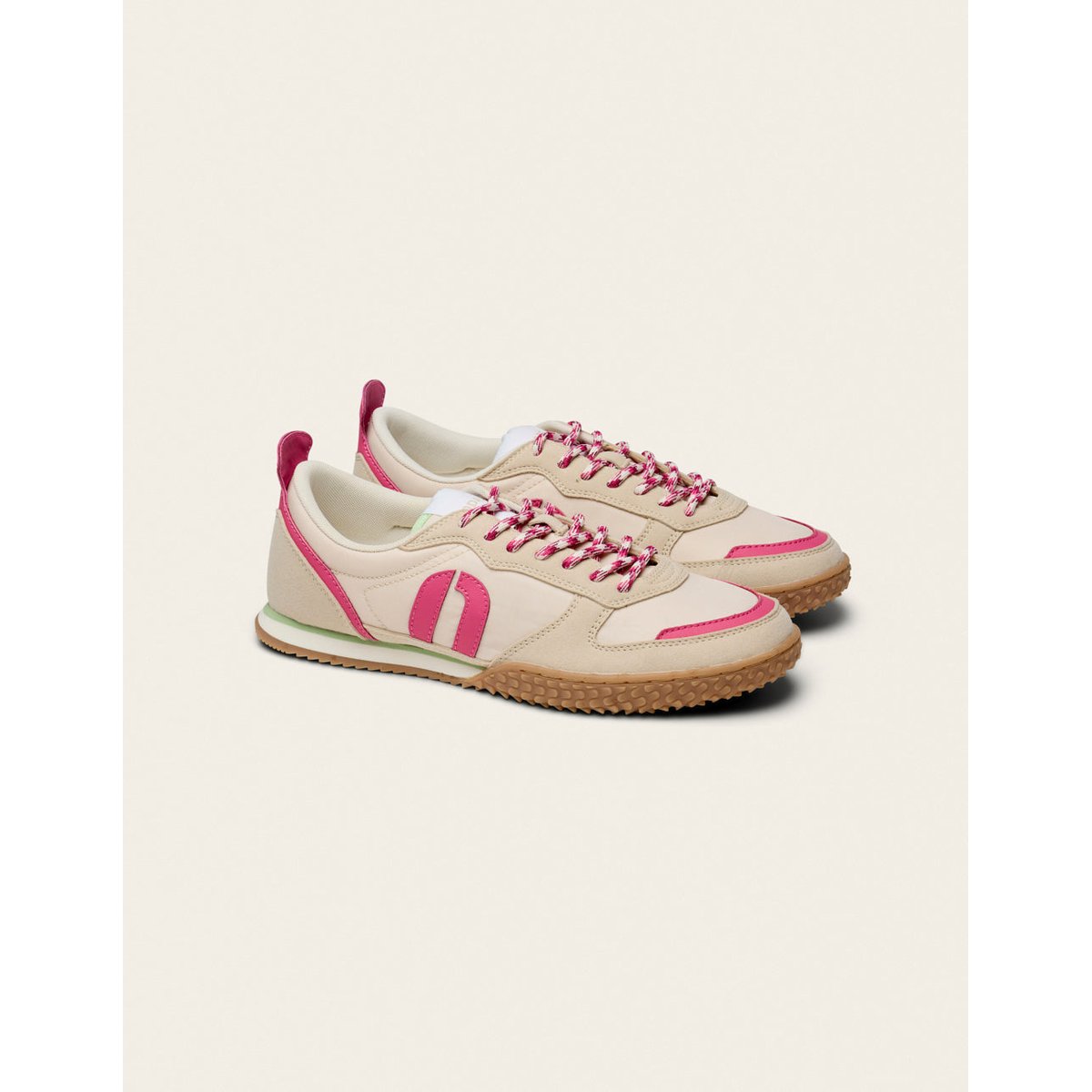 Baskets basses LAYRAS beige rose pistache, ODAJE