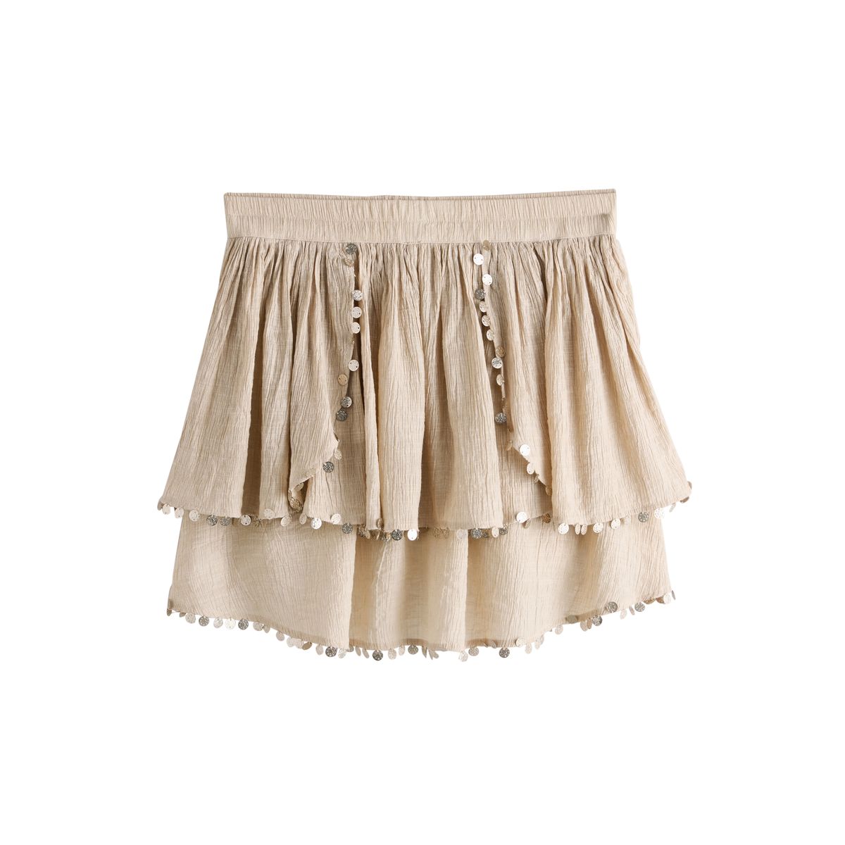 Jupe à froufrou avec finitions métalliques grège, NEXT