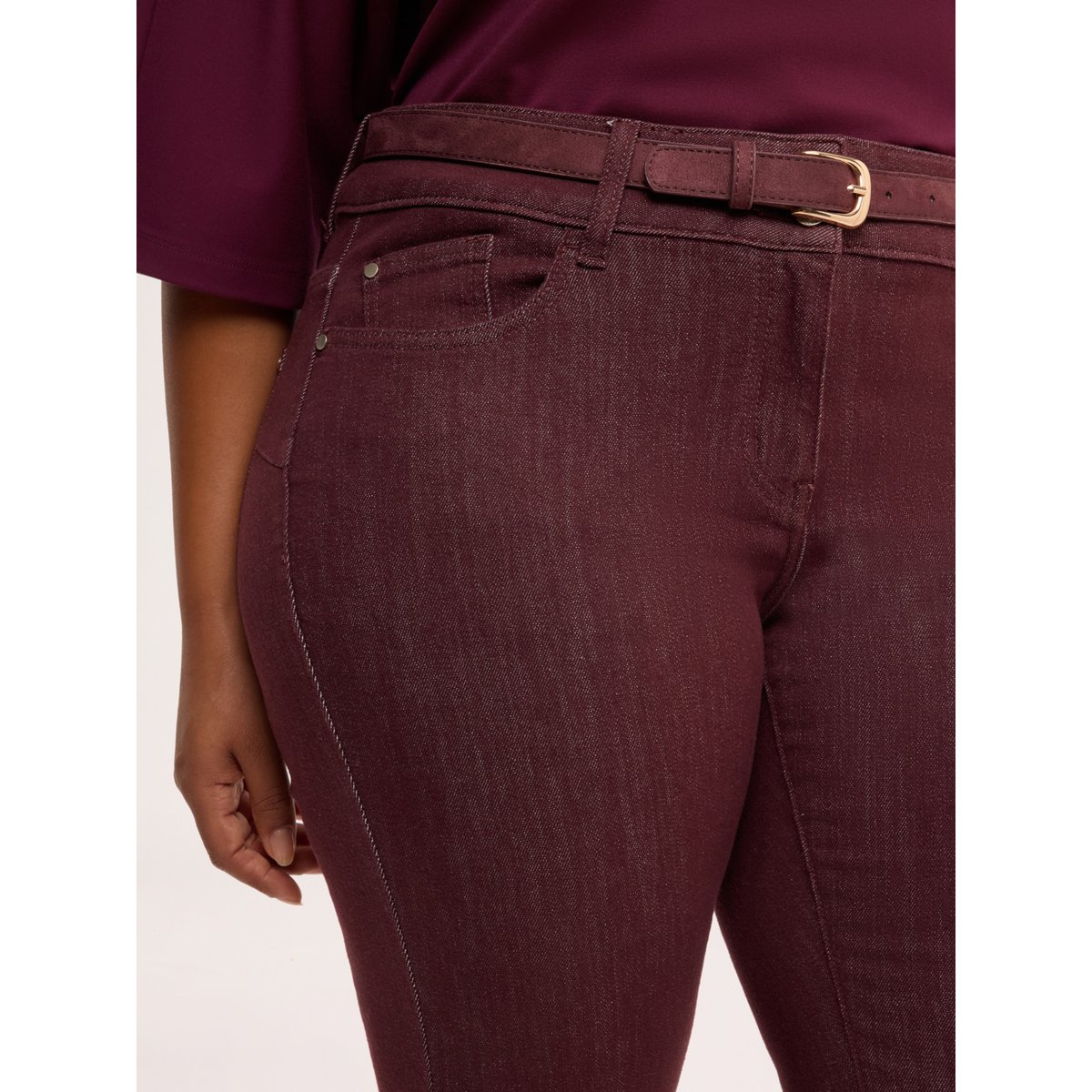 Jean flare avec ceinture burgundy, FIORELLA RUBINO