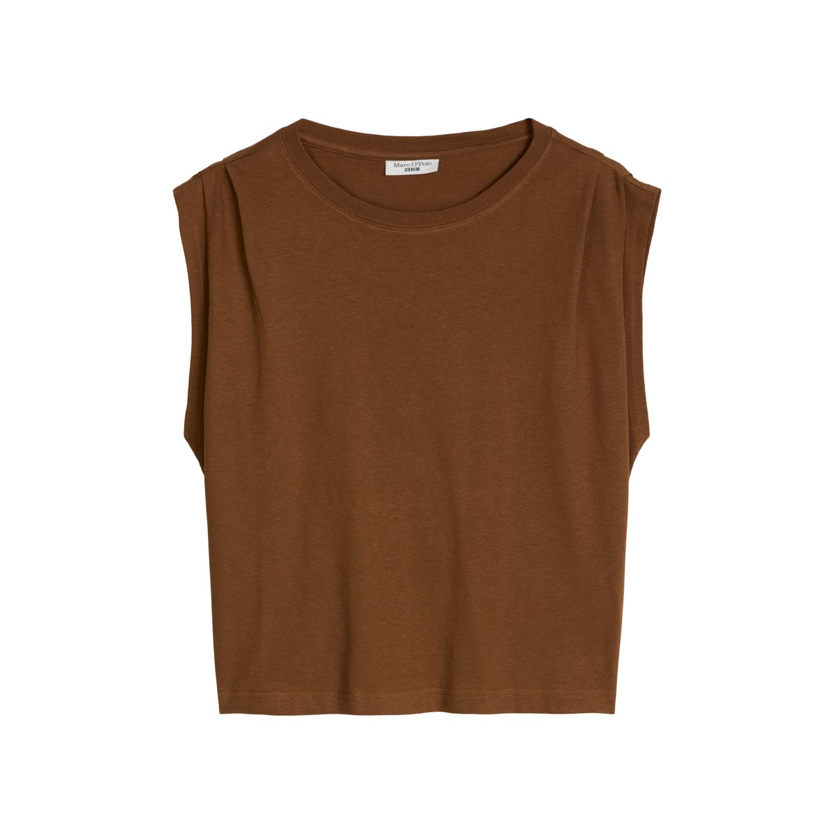 T-shirt relaxed en coton et lin mélangés marron, MARC O’POLO DENIM