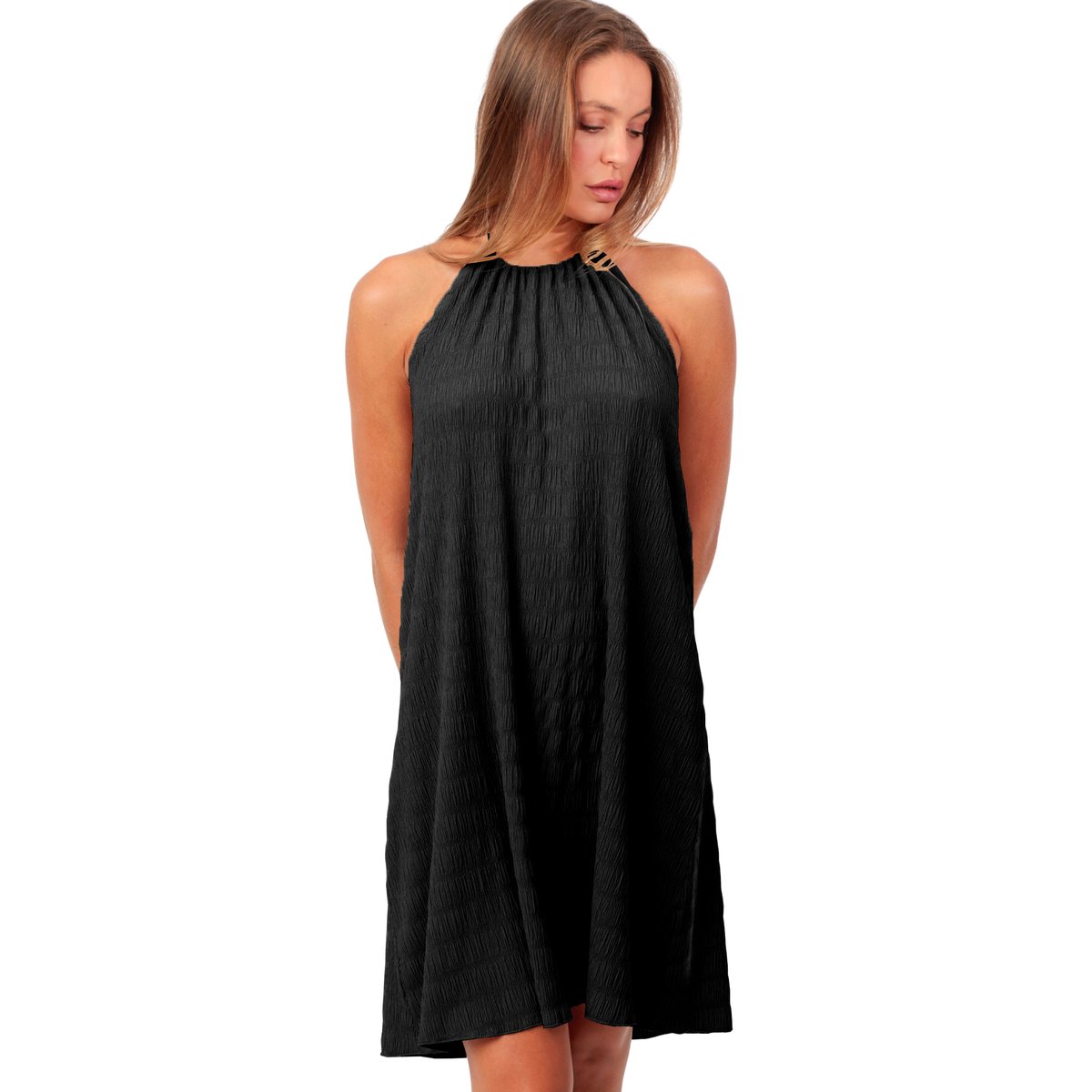 Robe de plage dos nu encolure resserrée Sand noir, ADMAS