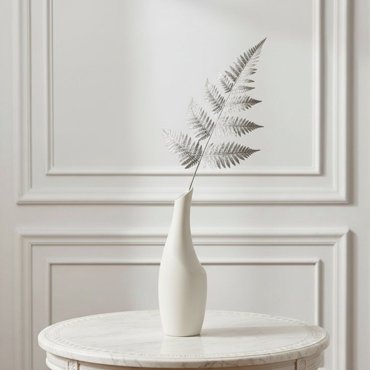 Feuillage de fougère artificielle métallique H73 gris argenté, SIA DECO