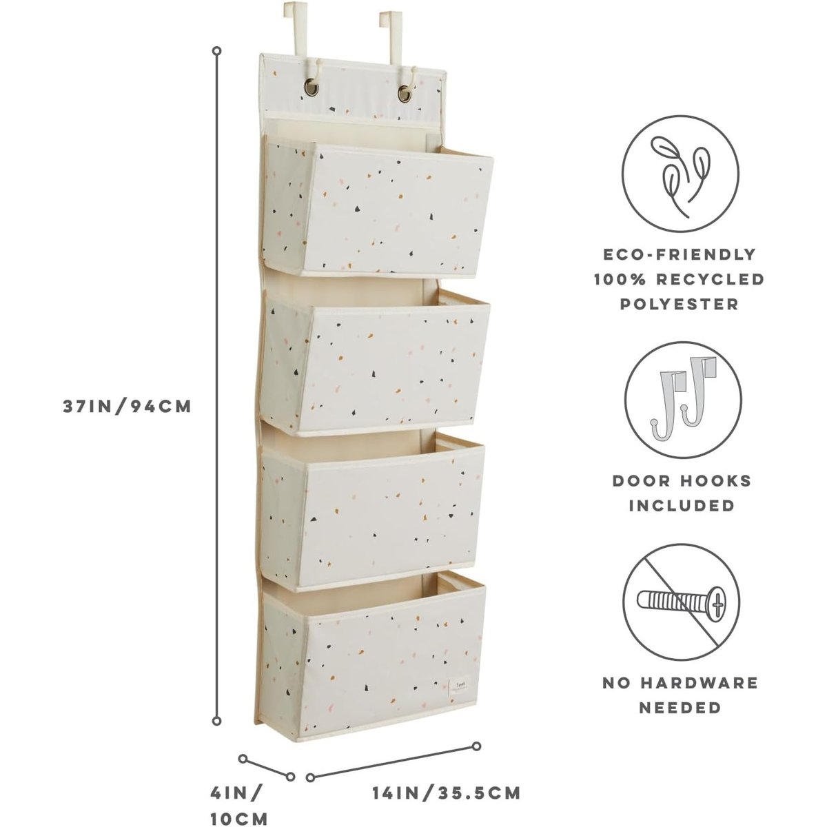 Rangement mural en tissu recyclé terrazzo crème, 3 SPROUTS