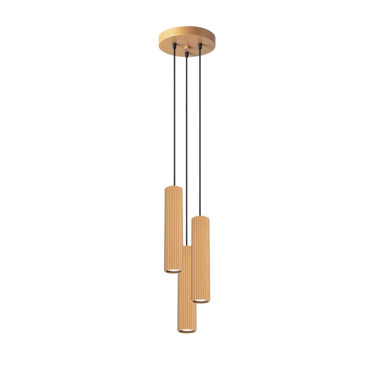 Suspension Aluminium Doré GU10 3 Karbon jaune, EDEN