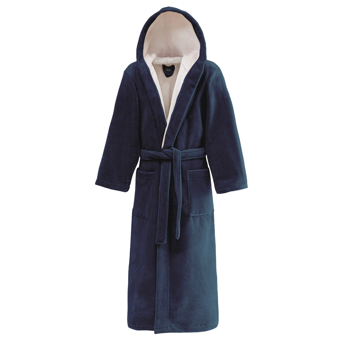 Peignoir mixte à capuche bicolore COZYSOFT denim, SENSEI MAISON