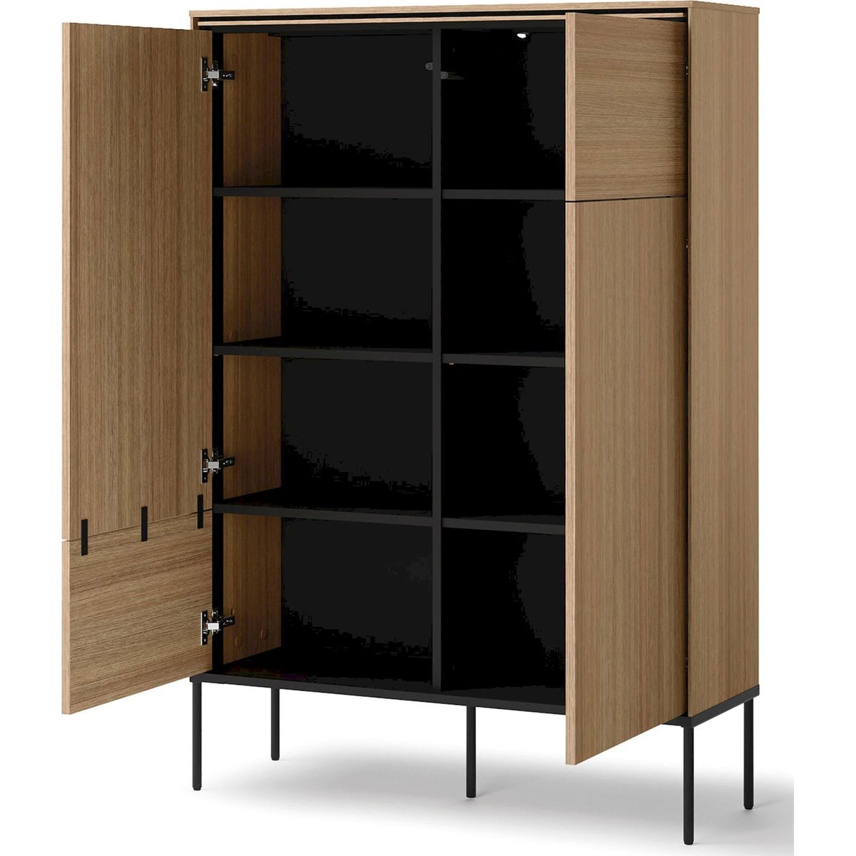 Buffet haut 2 portes collection VISSO chêne linéaire et noir, RECOLLECTION