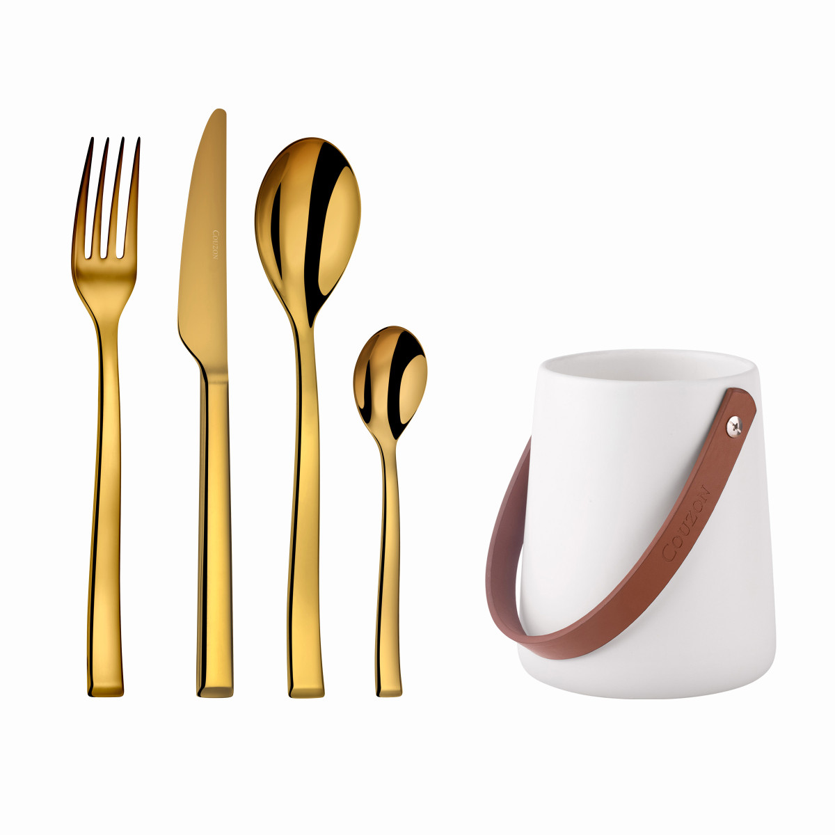 24 couverts de table avec support de rangement nomade - SIDE or, COUZON