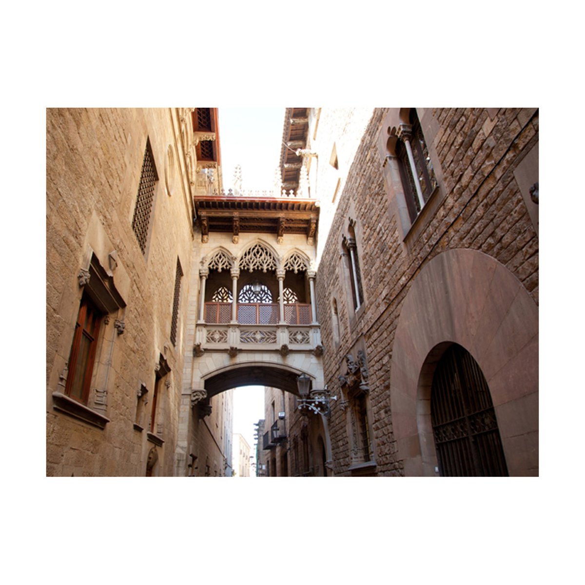 Papier peint intissé panoramique Ville et Architecture Barcelona Palau generalitat in gothic Barrio beige, EDEN