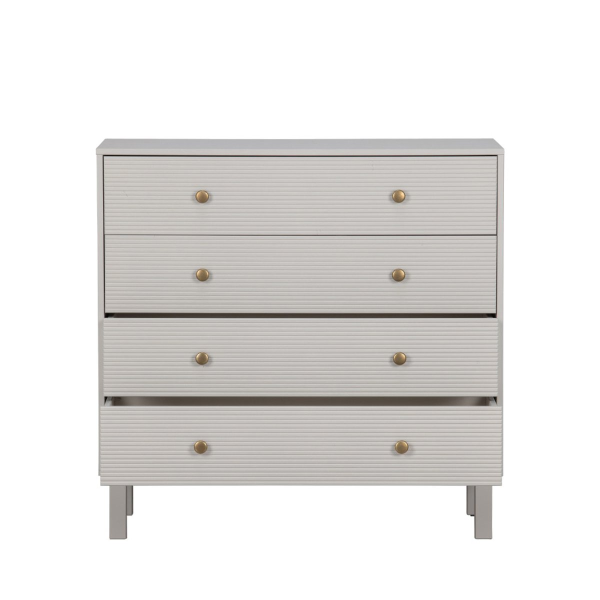 Commode 4 tiroirs en bois L94cm- MADU gris clair, WOOOD