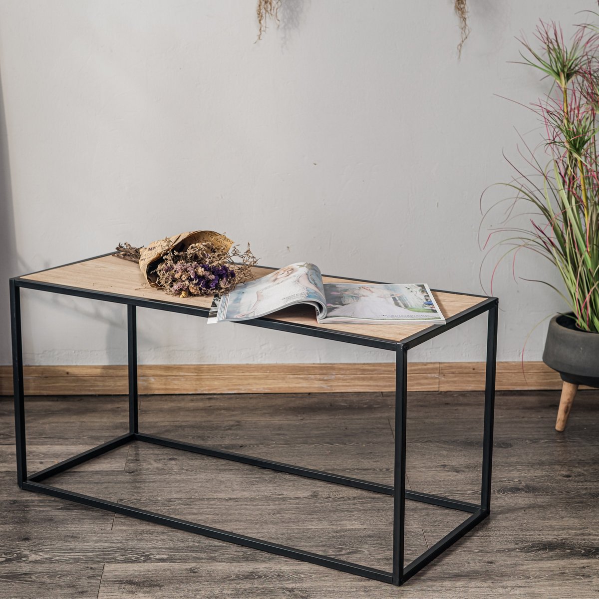 Table basse en métal, industrielle, MONROE marron, NORDLYS