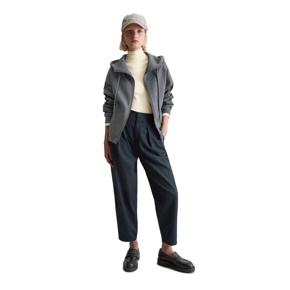 Veste sweat à capuche relaxed avec intérieur moelleux et gratté gris, MARC O’POLO DENIM