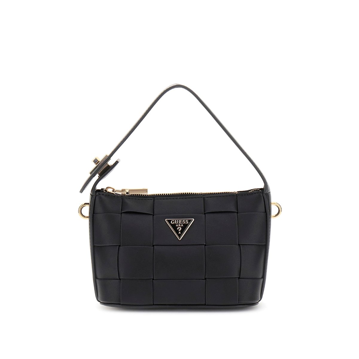 Mini Sac Hobo Maylee Tressé noir, GUESS