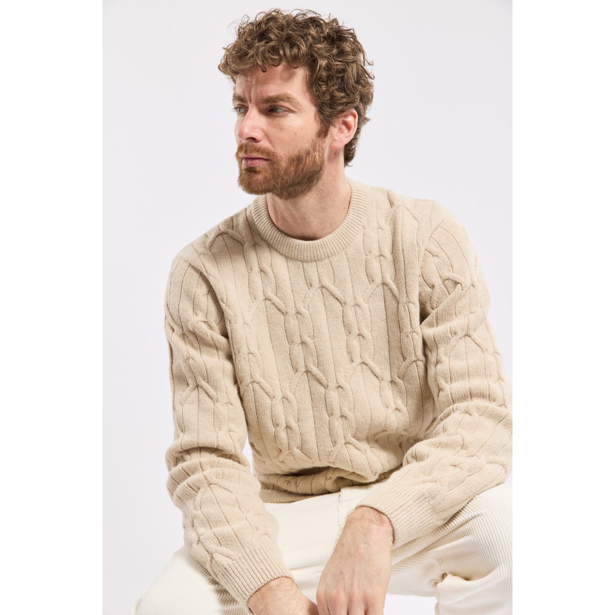 Pull irlandais Héritage en laine HERITAGE beige h25 chiné, ARMOR-LUX