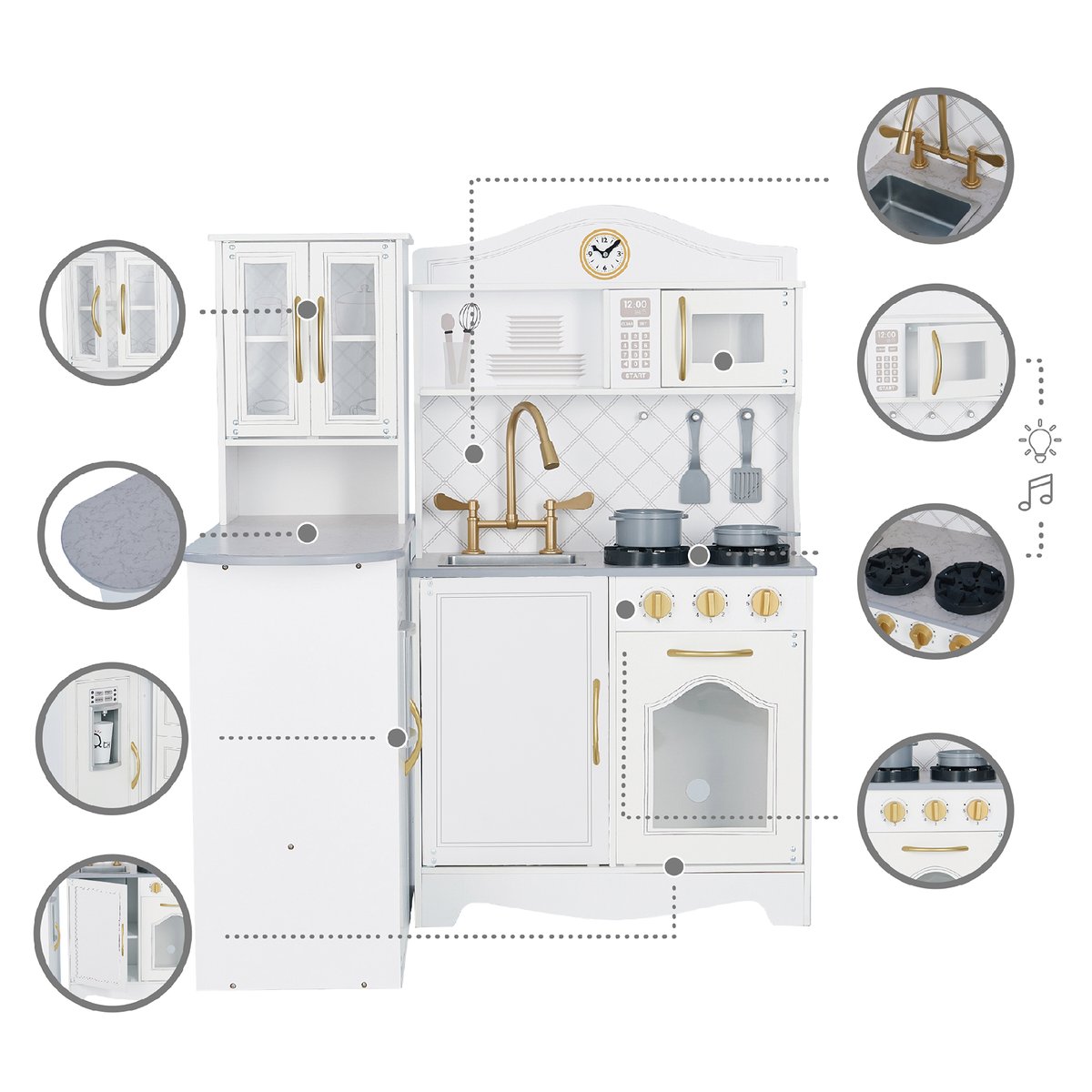 Cuisine Enfant Bois LITTLE CHEF or blanc, TEAMSON KIDS