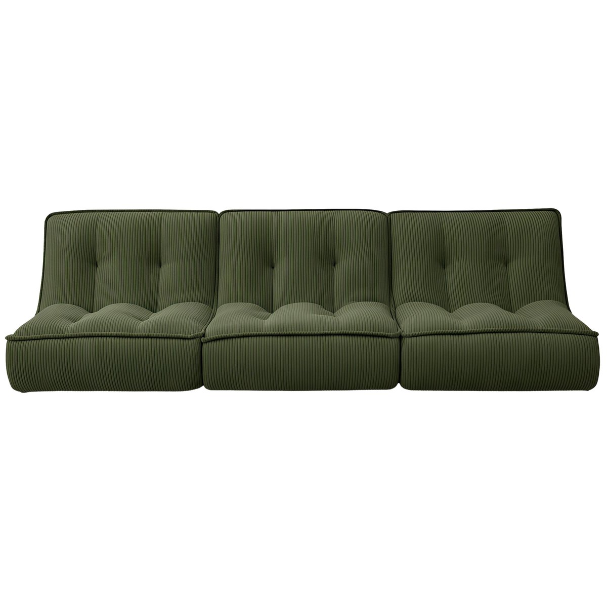Fauteuils modulables en velours côtelé type chauffeuse - Lot de 3, LIZY vert, OVIALA