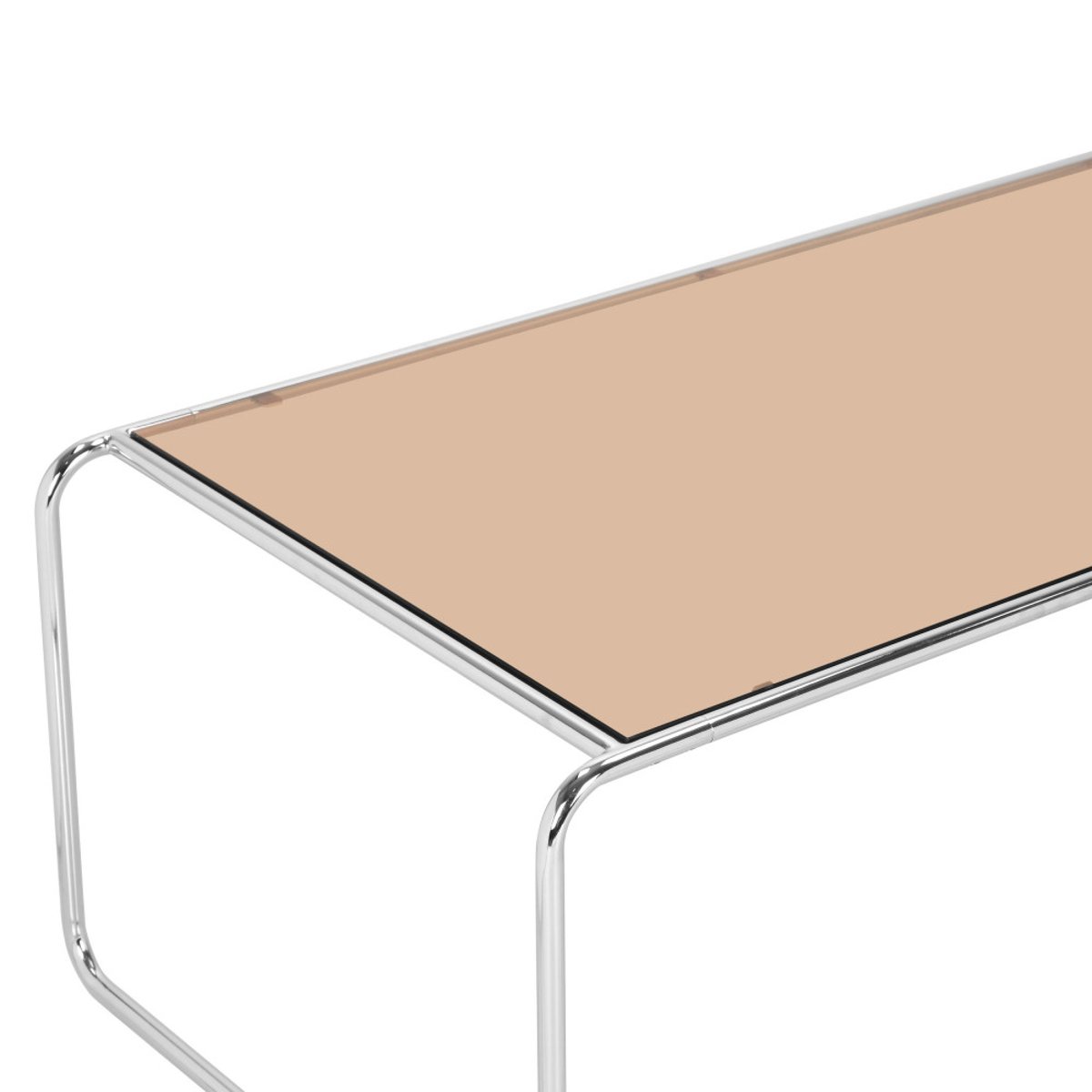 Table basse en verre pieds chrome L110cm- RIKA verre ambré, DRAWER
