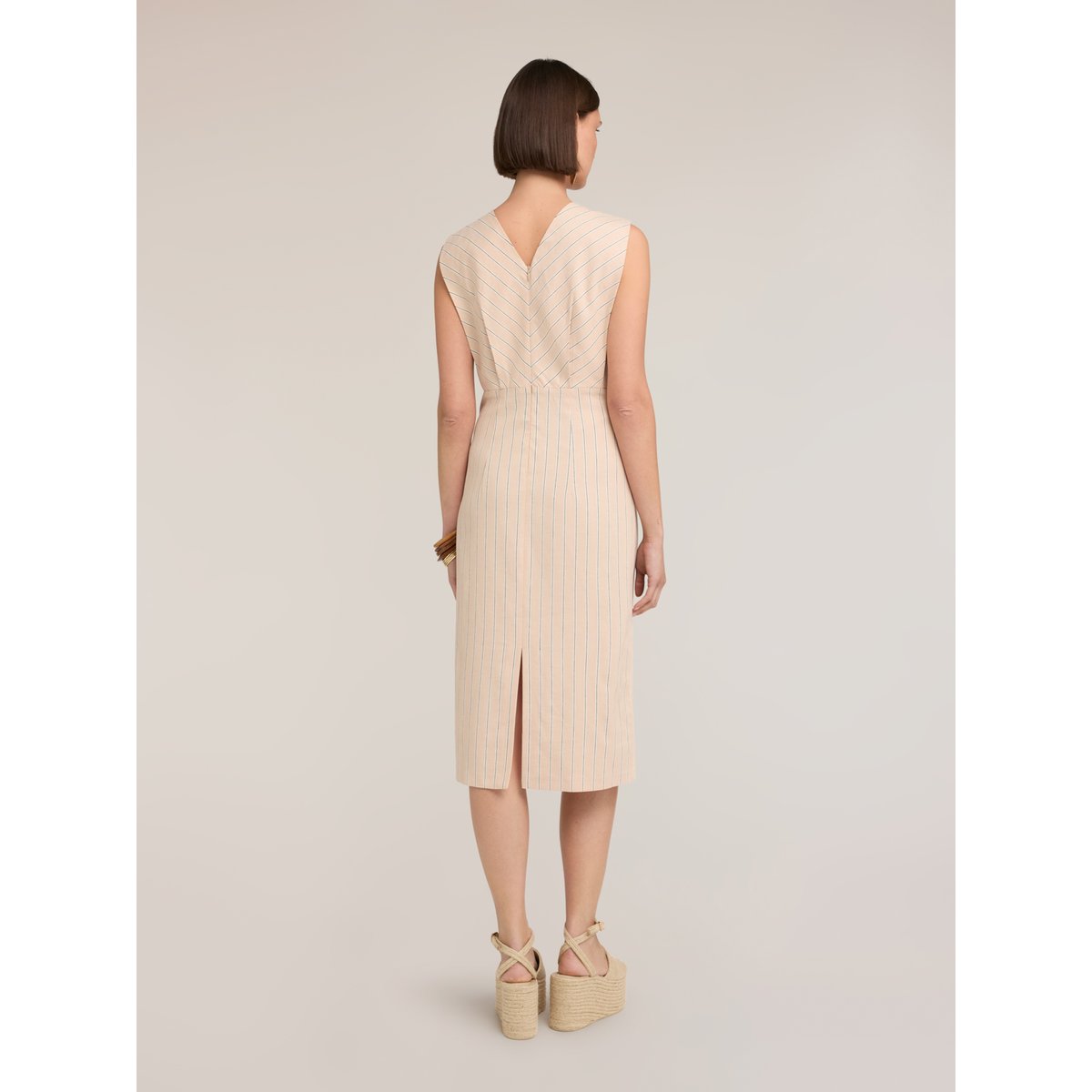 Robe fourreau à rayures beige, MOTIVI