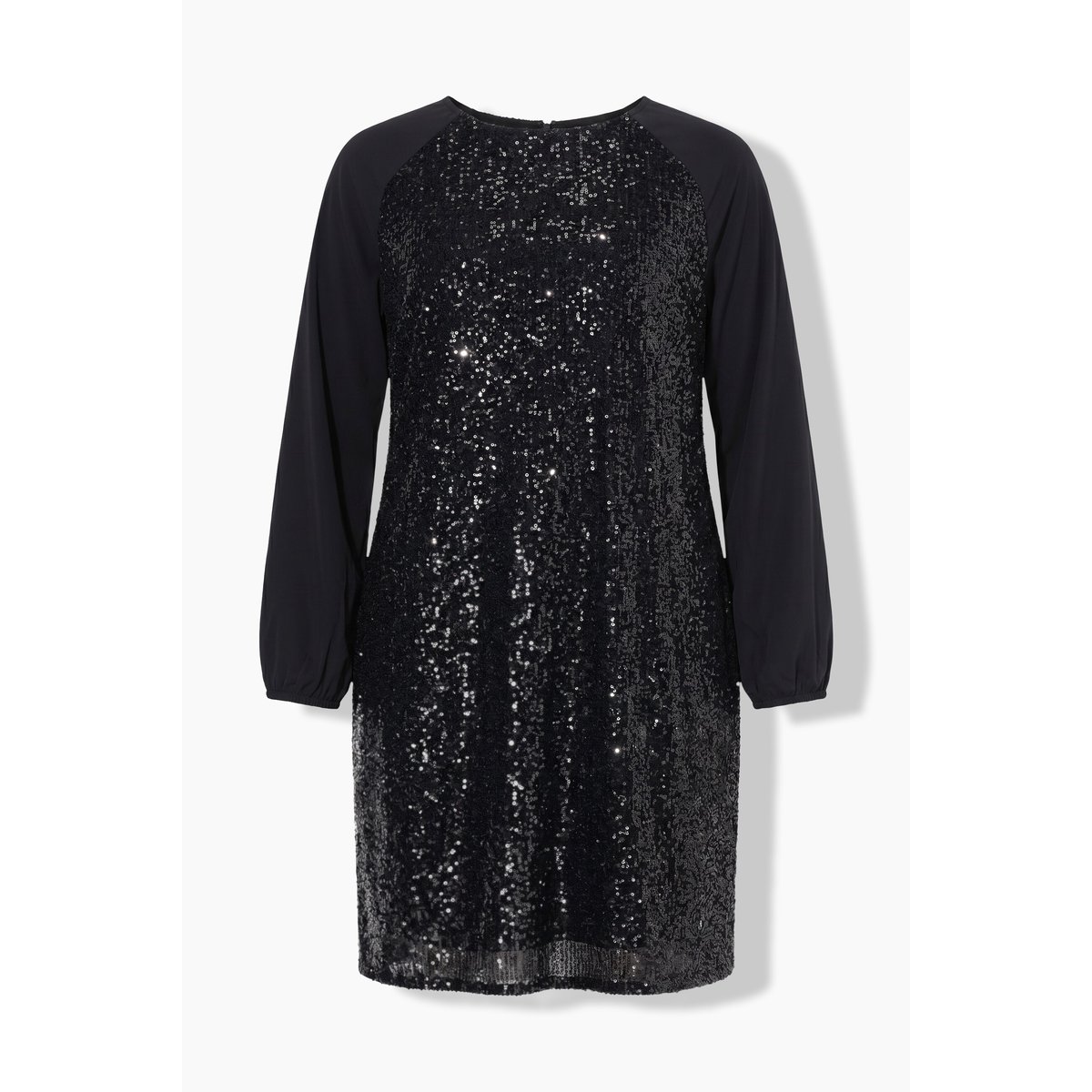 Robe à paillettes, décolleté rond noir, ULLA POPKEN