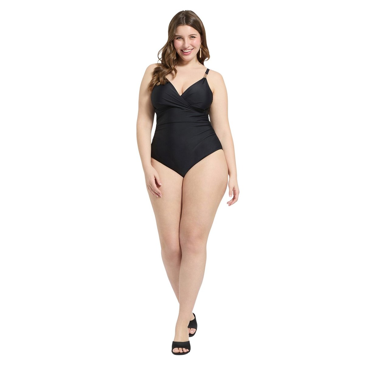 Maillot de bain une pièce à encolure croisée noir, FIORELLA RUBINO