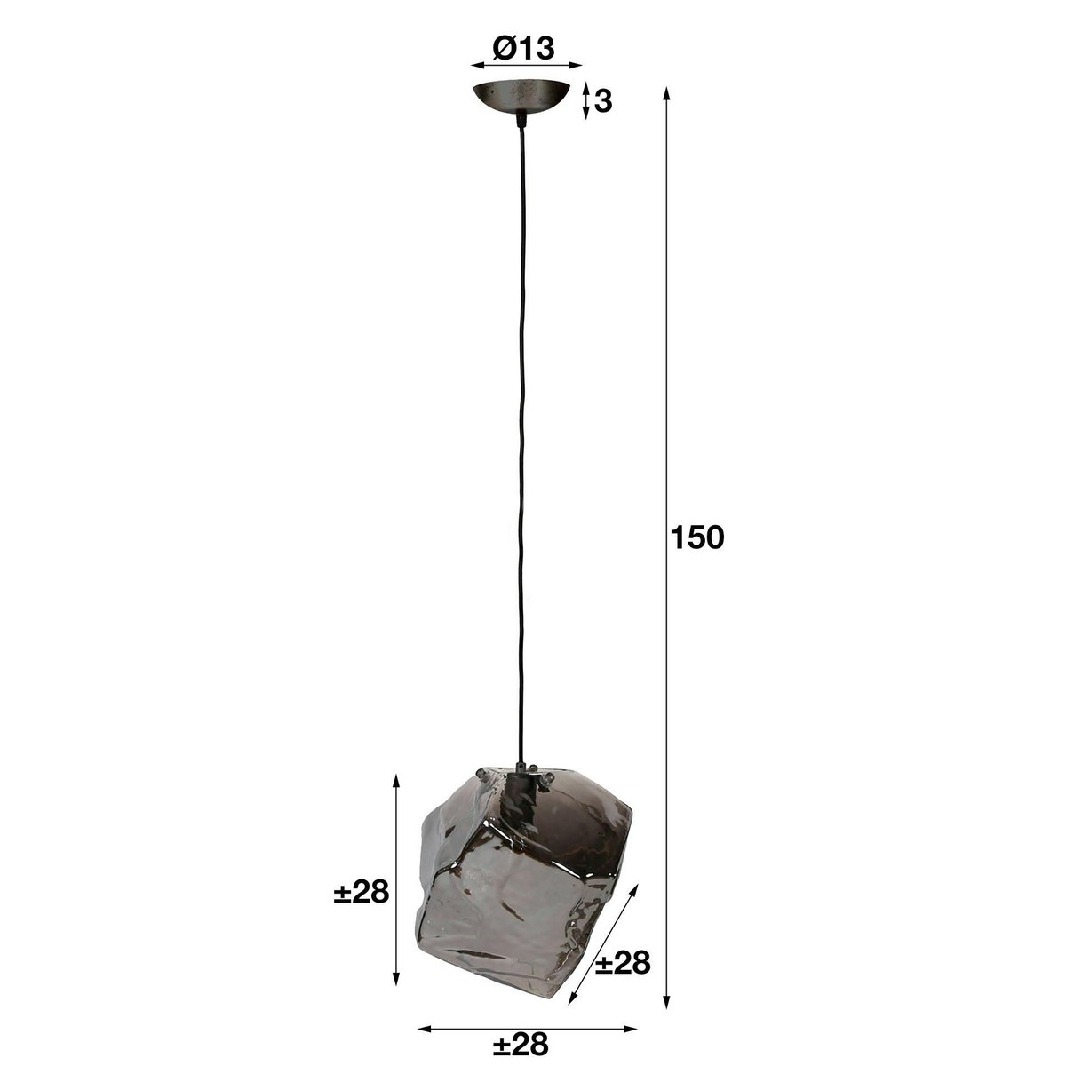 Suspension en verre soufflé aspect glaçon chromé NIAGARA transparent, PIER IMPORT