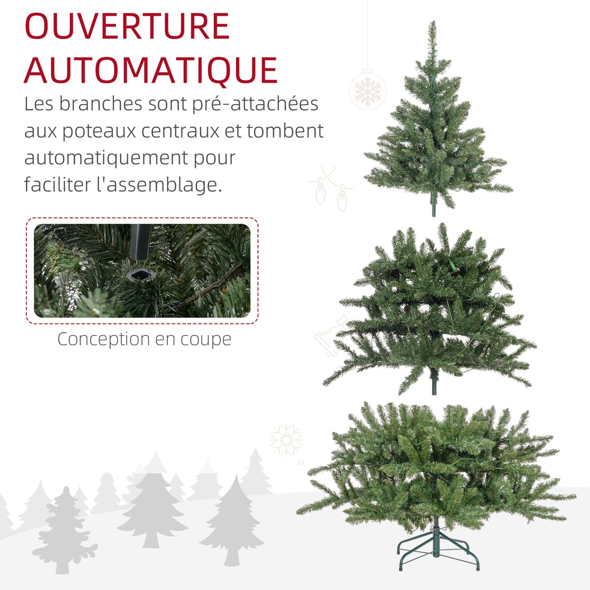 Sapin de Noël illuminé Plastique Vert vert, HOMCOM