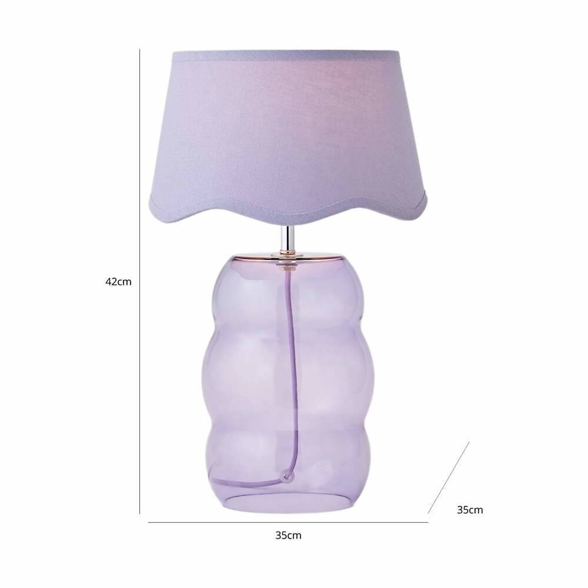 Lola Glass Bubble Table Lamp with Scallop Shade purple, SO'HOME