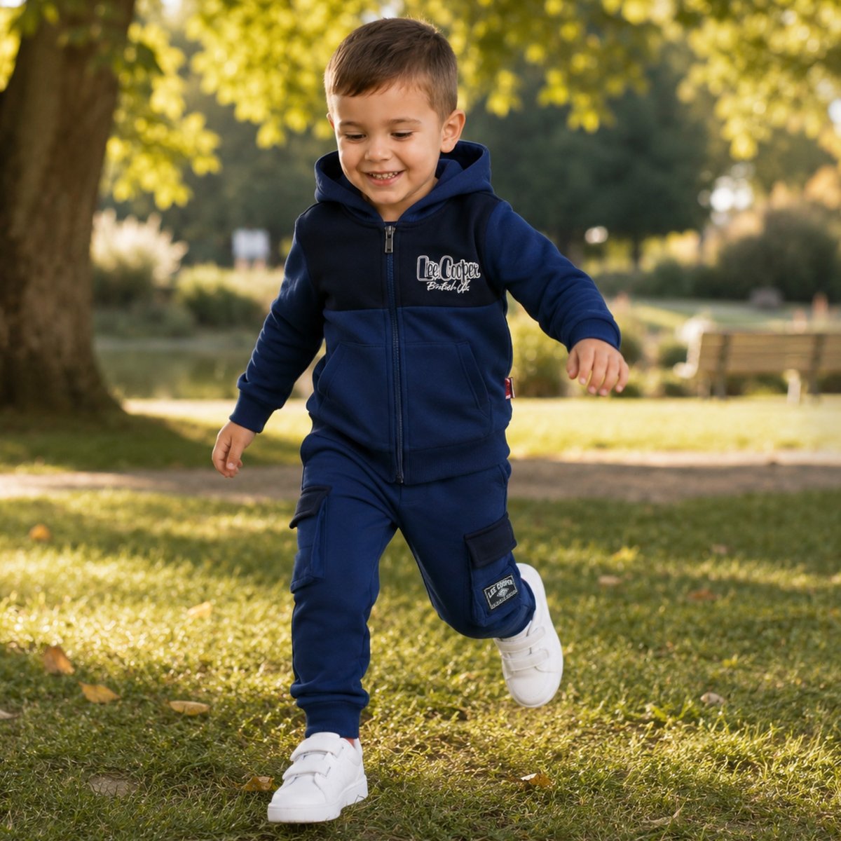 Ensemble sweat à capuche et pantalon de jogging cargo CREW bleu marine, LEE COOPER